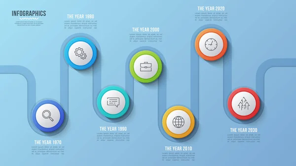 Vector 7 passos gráfico da linha do tempo, design infográfico, apresentação — Vetor de Stock