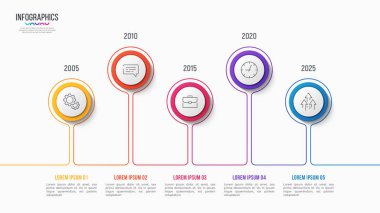 Vektör 5 adımları Infographic tasarımı, zaman çizgisi