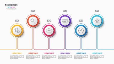 Vektör 6 adımları Infographic tasarımı, zaman çizgisi