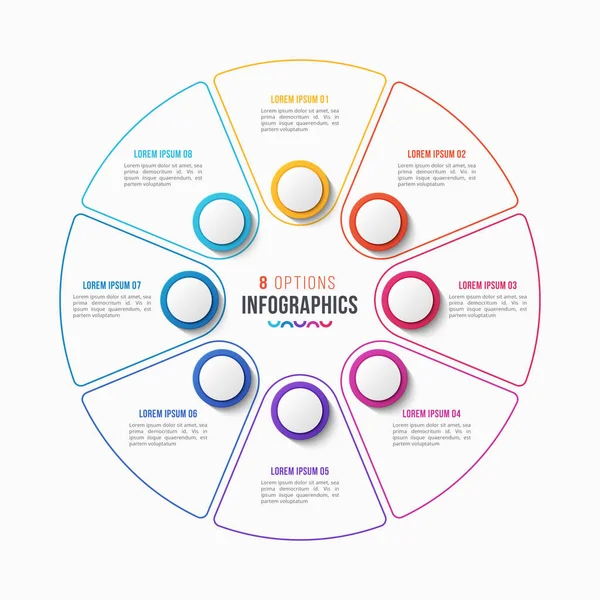 Vector 8 delen infographic ontwerp, cirkel-diagram — Stockvector