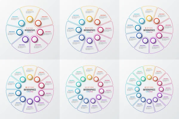 Wektor 7-12 części infographic wykresy koło — Wektor stockowy
