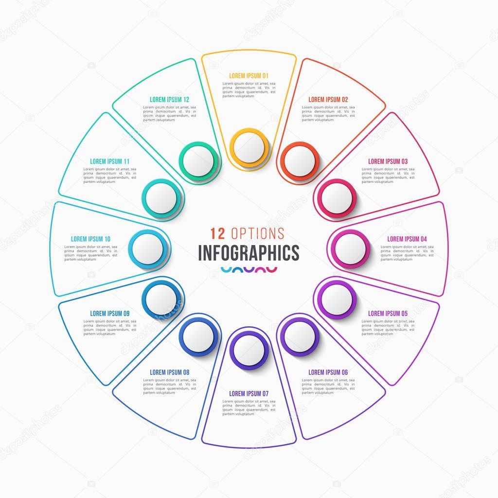 Vector 12 parts infographic design, circle chart