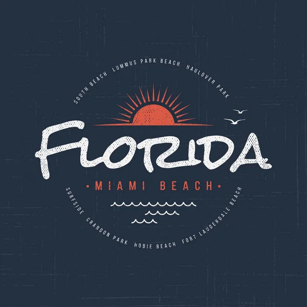 Florida Miami Beach. T-shirt e abbigliamento di design — Vettoriale Stock