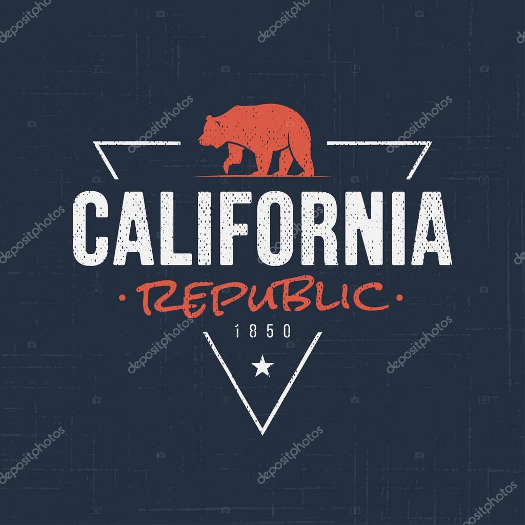 California republic. T-shirt and apparel vector design, typography, print, logo, label, poster Global swatches