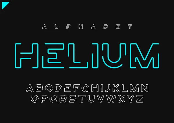 Helium vector minimalista futurista alfabeto lineal, tipografía, l — Archivo Imágenes Vectoriales