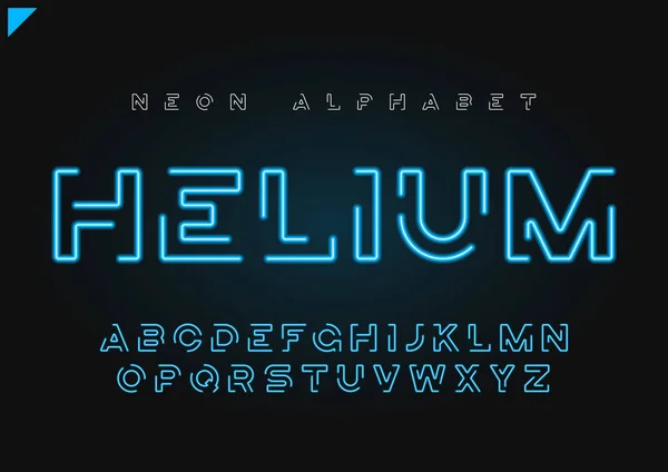 Helium vector futurista lineal neón alfabeto, tipografía, letras — Archivo Imágenes Vectoriales