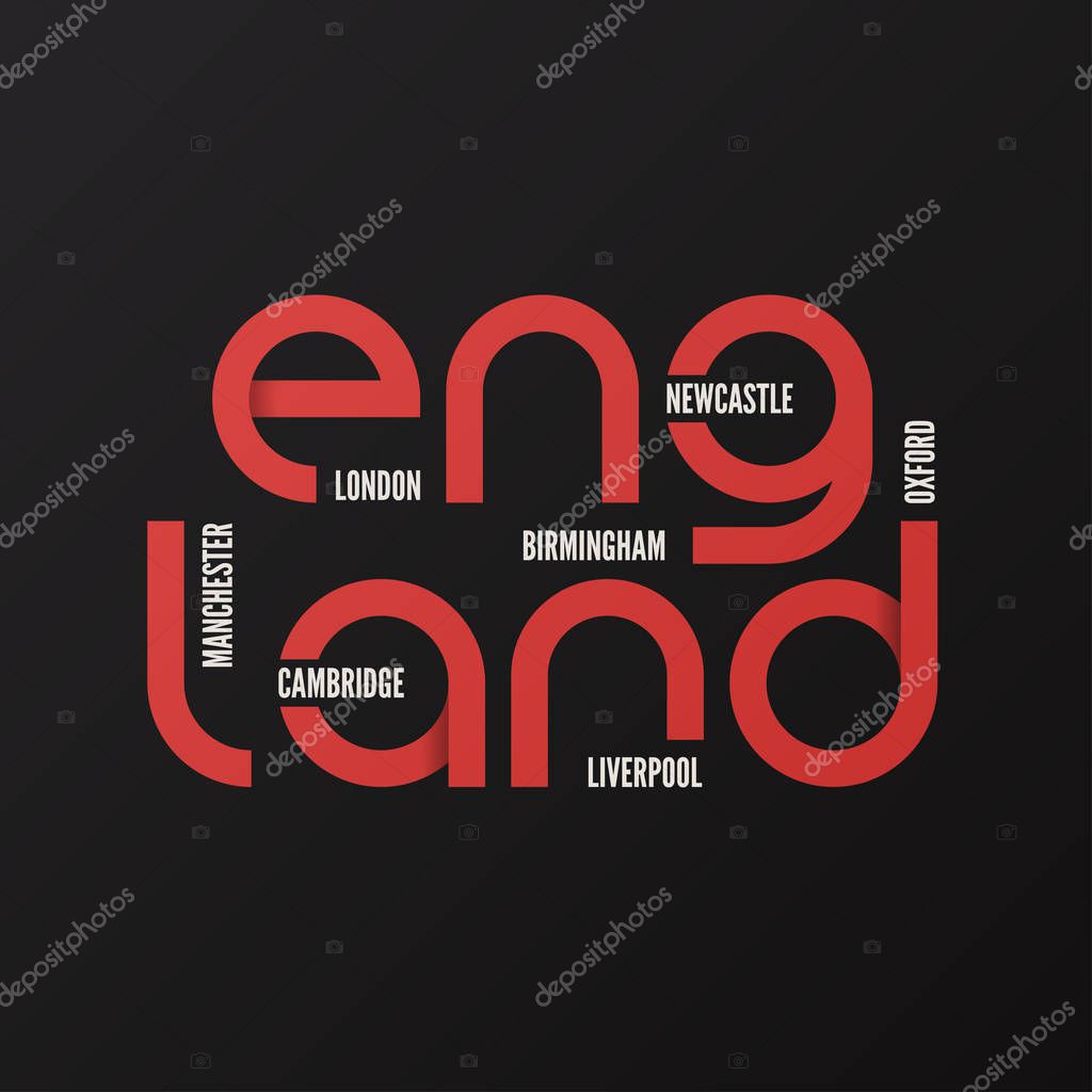England vector t-shirt and apparel design, typography, print, logo, label poster