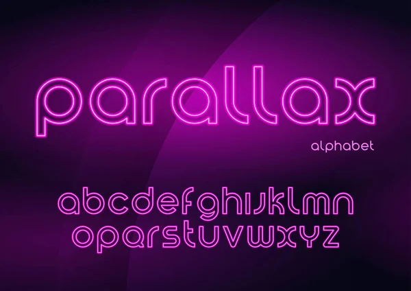 Parallaxe-Vektor lineare Neon-Schriften, Alphabet, Buchstaben, Schrift, — Stockvektor