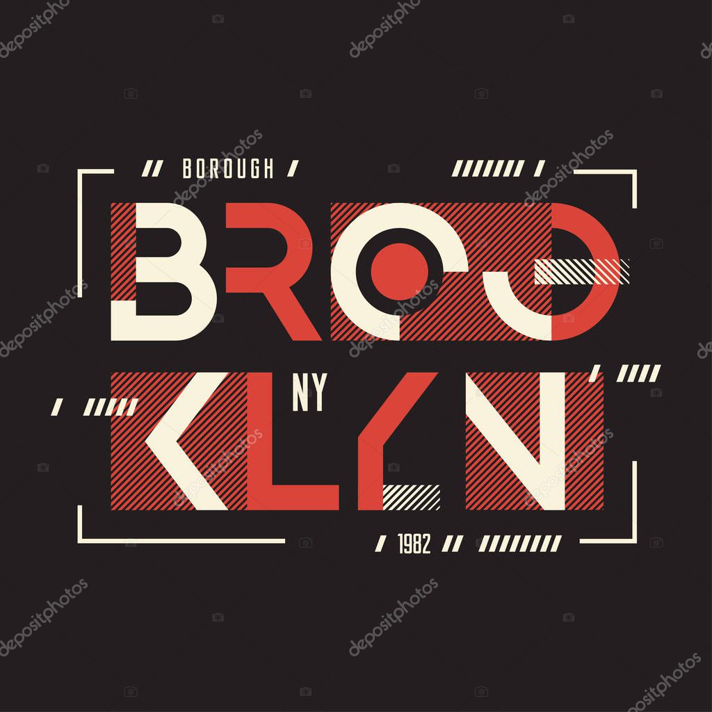 Broolklyn vector t-shirt and apparel geometric design, typography, print, poster. Global swatches.