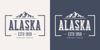 Alaska devlet vintage vektör t-shirt ve konfeksiyon tasarım dokulu,