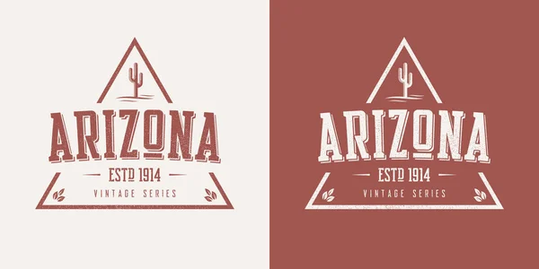 Arizona estado texturizado vintage vector camiseta y ropa de diseño — Vector de stock