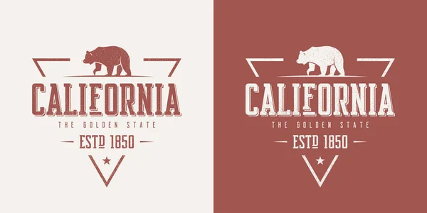 California stato testurizzato vintage vettore t-shirt e abbigliamento des — Vettoriale Stock