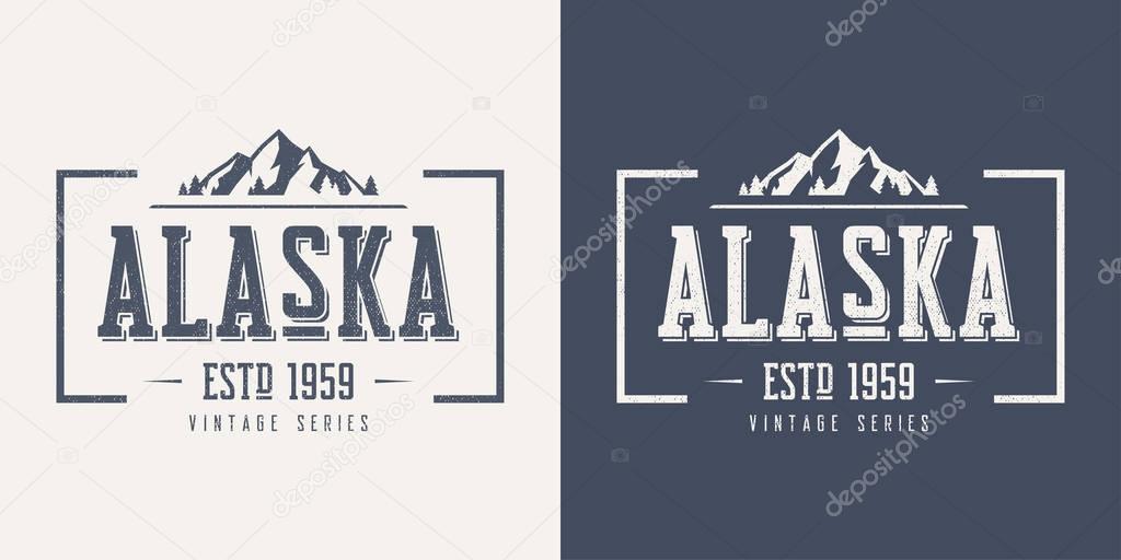 Alaska state textured vintage vector t-shirt and apparel design,