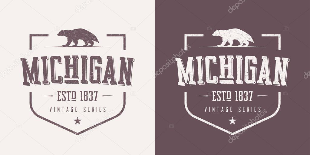 Michigan state textured vintage vector t-shirt and apparel desig