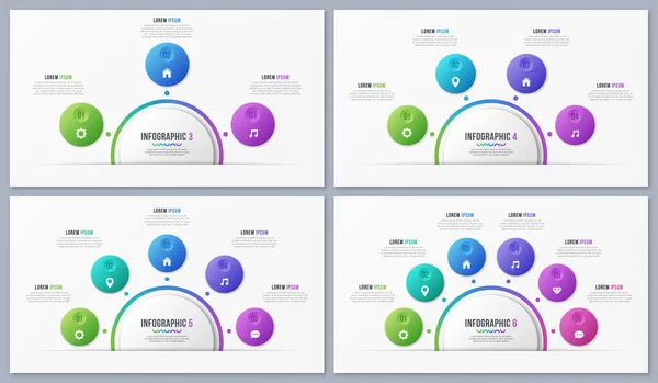 Cirkel grafieksjablonen met 3 4 5 6 7 8 set opties. Global s — Stockvector