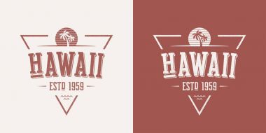 Hawaii eyalet vintage vektör t-shirt ve konfeksiyon tasarım dokulu,