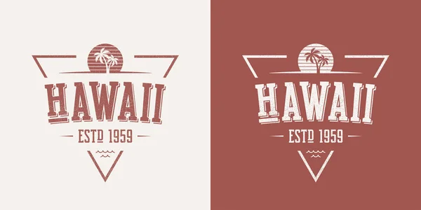 Hawaï getextureerde vintage vector t-shirt en kleding ontwerp, — Stockvector