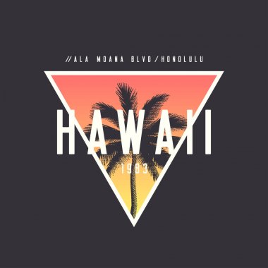 Kaba palmiye ağacı ile Hawaii Honolulu t-shirt ve giyim tasarım,