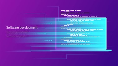 Yazılım geliştirme, programlama, vektör kavramı kodlama.