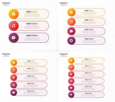 Infographic şablonları 3 4 5 6 ile seçenekleri. Biz için vektör tasarımı