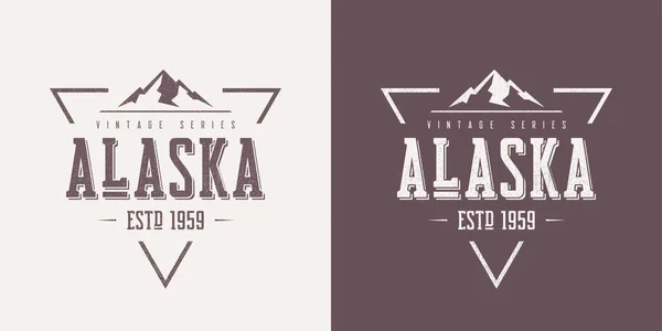 Alaska estado texturizado vintage vector camiseta y ropa de diseño , — Vector de stock