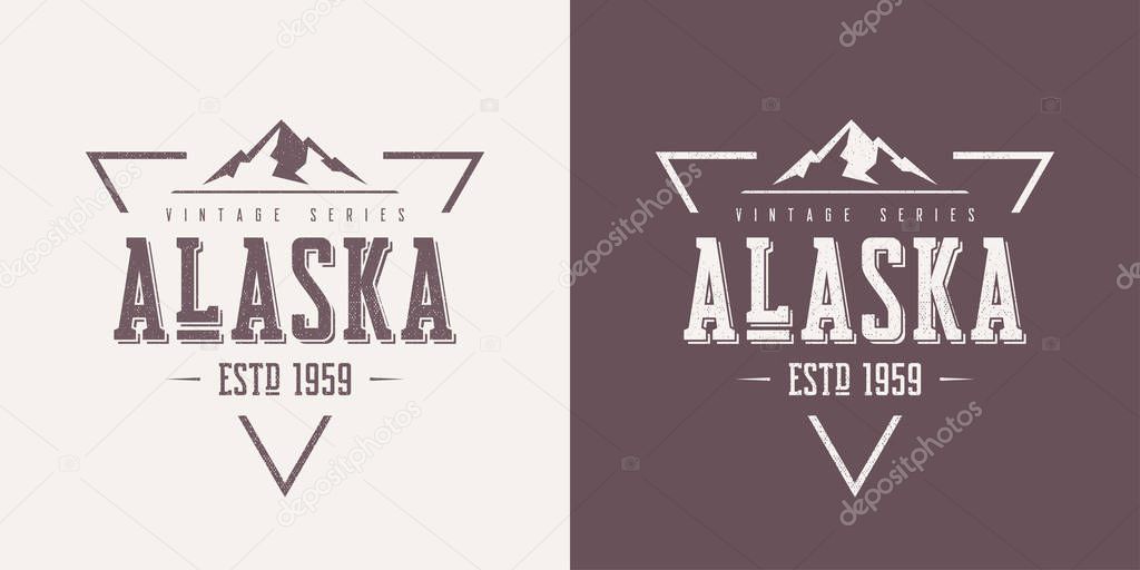 Alaska state textured vintage vector t-shirt and apparel design,