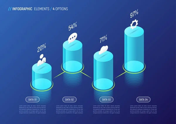 Nowoczesną infografikę izometryczny projekt wykresu, szablon, koncepcja wi — Wektor stockowy