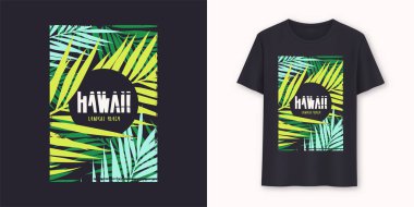 Hawaii Lanikai Sahili stil grafik tee vektör tasarımı, baskı
