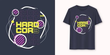 Hardcore soyut geometrik grafik t-shirt vektör tasarımı, tipografi