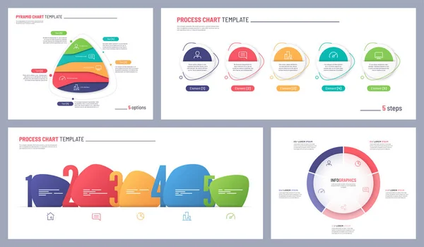 Conjunto de modelos de infográficos vetoriais limpos e minimalistas. 5 opções —  Vetores de Stock