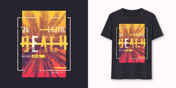 Praia exótica da Flórida design vetorial elegante gráfico t-shirt, tipografia — Vetor de Stock