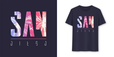 San Diego California stil tişört vektör tasarımı, poster, tipografi