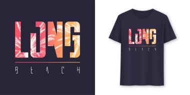 Long Beach California stil tişört vektör tasarımı, poster, tipografi