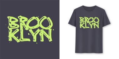 Brooklyn mi? Şık fırça harfleri t-shirt vektör tasarımı, tipografi