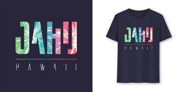 Oahu Hawaii stili grafik tişört vektör tasarımı, poster, tipografi
