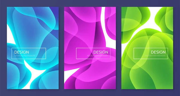 Set abstracte minimalistische vectorhoezen, brochuresjablonen, flyers, achtergronden met vloeibare bellenvormen — Stockvector