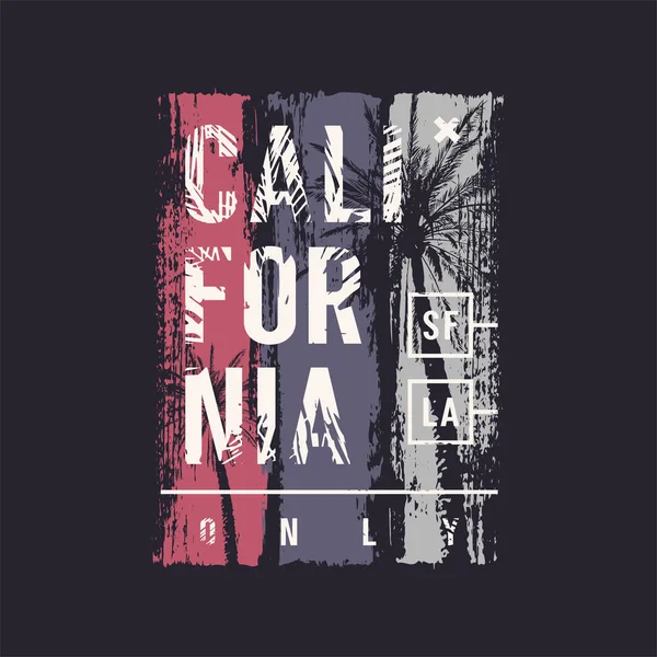 California only. Graphic t-shirt vector design with palm trees — 스톡 벡터