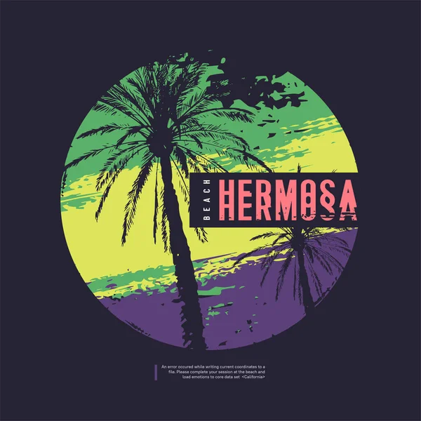 Hermosa CaliforniaベクトルグラフィックTシャツデザイン,ポスター,プリント — ストックベクタ