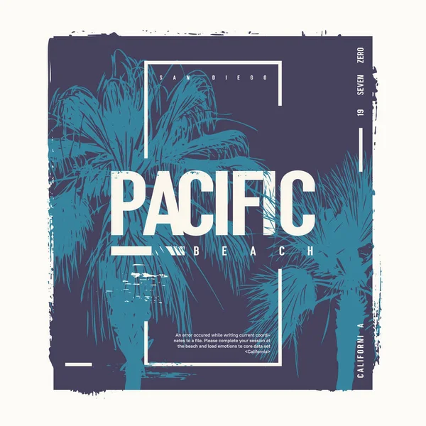 Pacific Beach California vector graphic t-shirt design, poster, print — 스톡 벡터