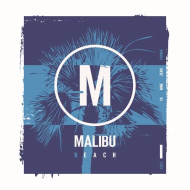 Malibu plaj vektör grafik tişört tasarımı, poster, baskı