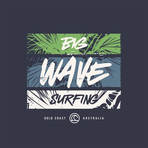 Diseño de camiseta gráfica vectorial, póster, impresión sobre el tema del surf — Vector de stock