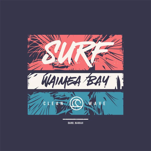 Diseño de camiseta gráfica vectorial, póster, impresión sobre el tema del surf — Vector de stock