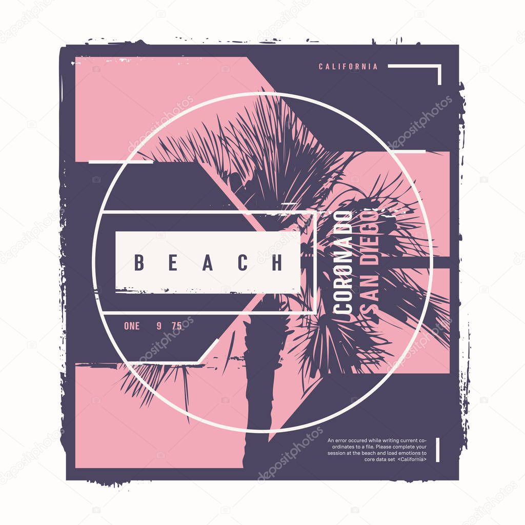 Coronado beach vector graphic t-shirt design, poster, print