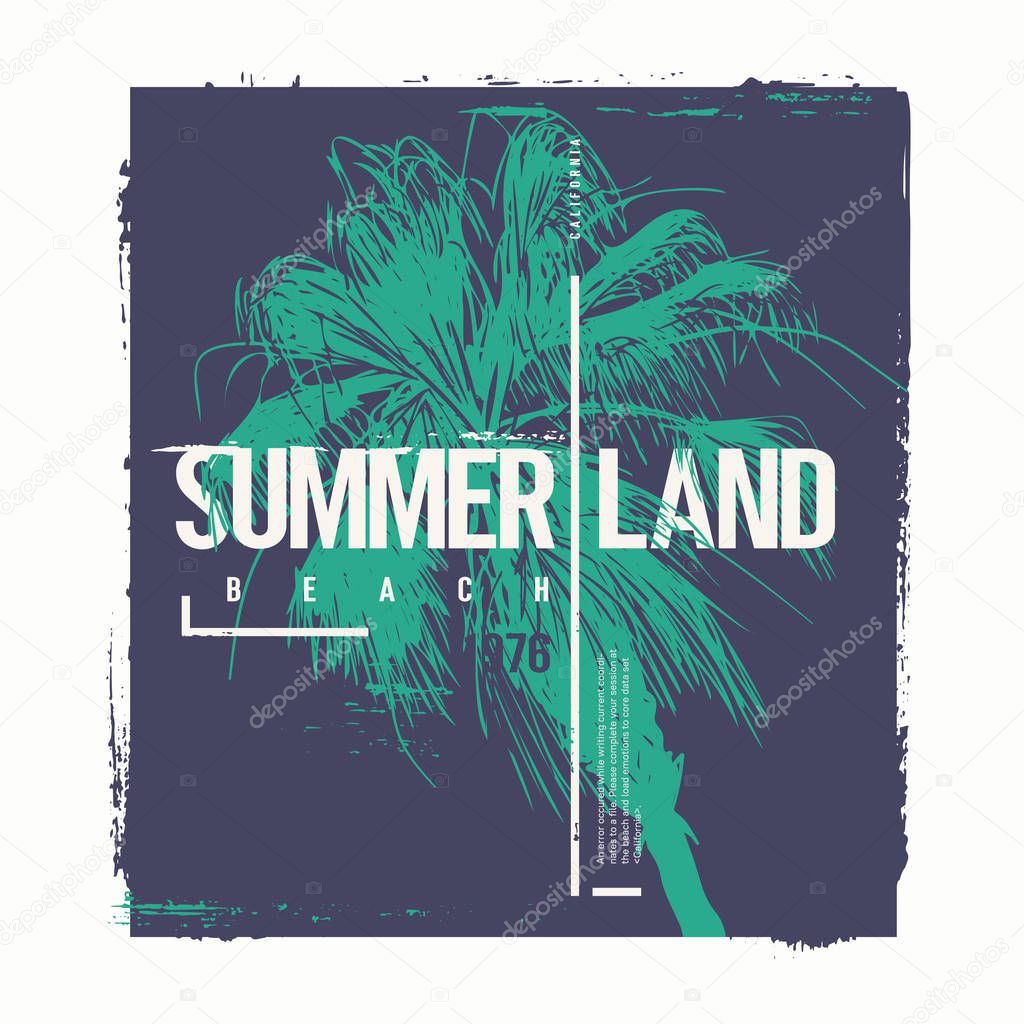 Summerland California vector graphic t-shirt design, poster, print