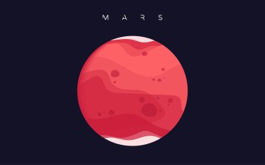 Mars. Güneşten gelen dördüncü gezegen. Vektör illüstrasyonu