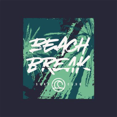 Vektör grafik tişört tasarımı, poster, sörf teması üzerine baskı