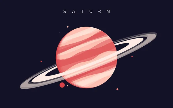 土星。太陽からの6番目の惑星。ベクターイラスト — ストックベクタ