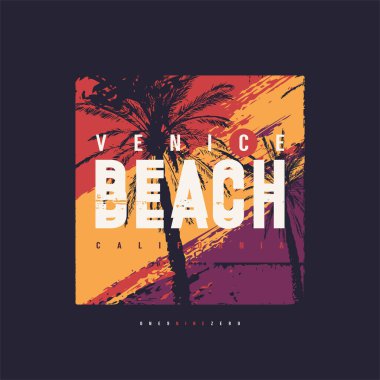 Venedik plaj vektör grafik tişört tasarımı, poster, baskı
