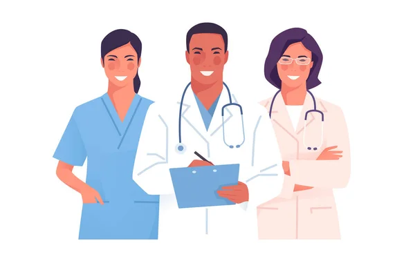 Vektorillustration eines medizinischen Teams, einer Gruppe von Ärzten, Praktikern, Ärzten — Stockvektor