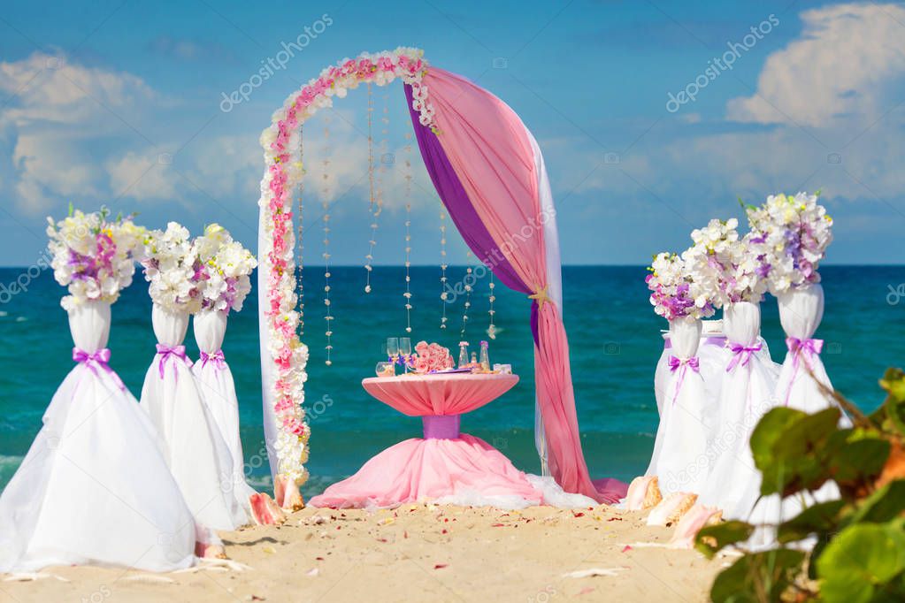 Decorations for wedding in the beach